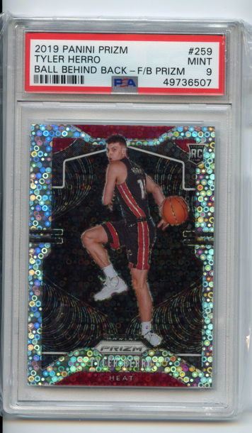 2019 Tyler Herro Rookie Prizm Fast Break Variation Disco PSA 9 #259 Holo RC Hero