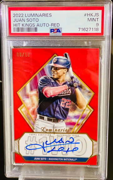 Juan Soto Red /10 Auto Topps Luminaries PSA 9 POP 1 