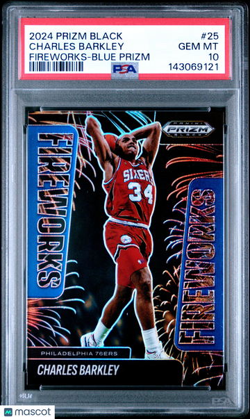 2024 Panini Prizm Black Fireworks Charles Barkley #25 Blue PSA 10