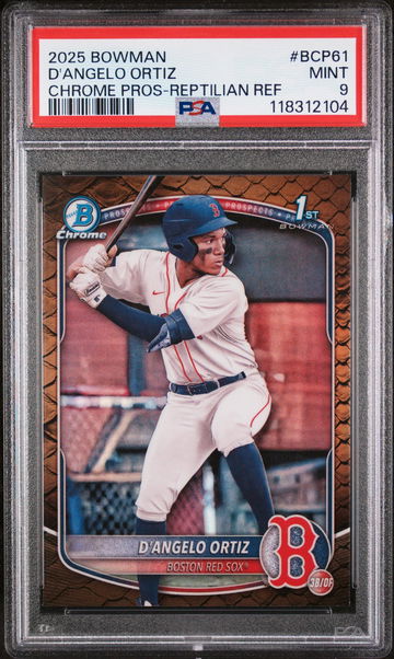 2025 Bowman Chrome Prospects Reptilian Refractor Angel Ortiz #BCP61 PSA 9