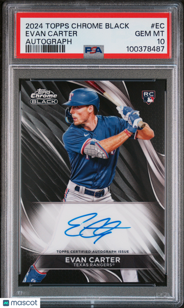 2024 Topps Chrome Black Autographs Evan Carter #EC PSA 10