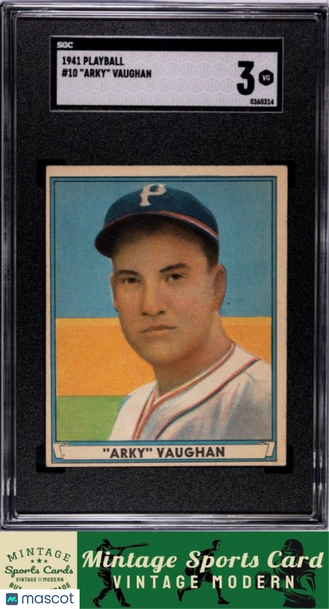 1941 Playball Arky Vaughan #10 SGC 3