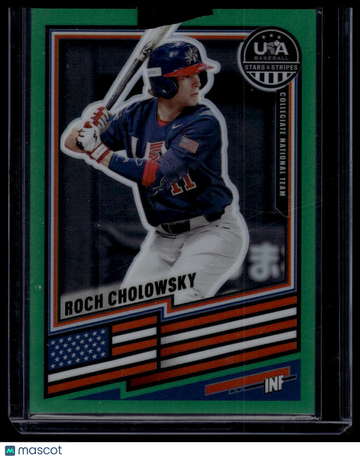 2026 Panini Stars & Stripes Prizm USA Baseball Roch Cholowsky #81 Green