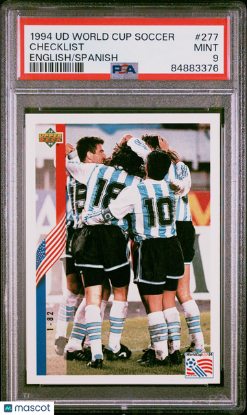1994 Upper Deck World Cup Soccer Checklist #277 English Spanish PSA 9