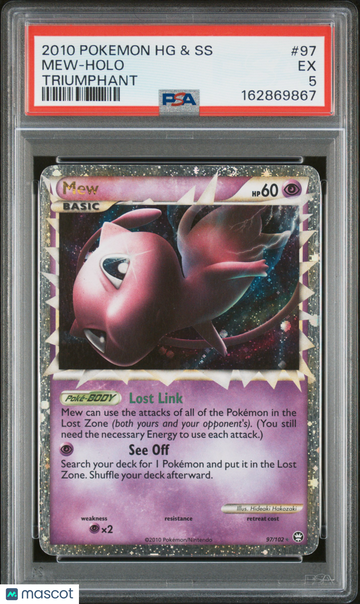 2010 Pokemon Heartgold & Soulsilver Triumphant Mew Triumphant PSA 5 #97
