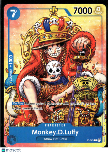 2024 Bandai One Piece Card Game 2nd Anniversary Monkey.D.Luffy 2nd Anniversary Promo #P-043