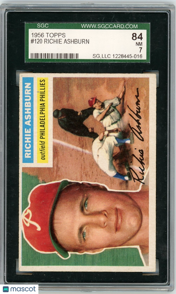 1956 Topps Richie Ashburn #120 Gray Back SGC 7