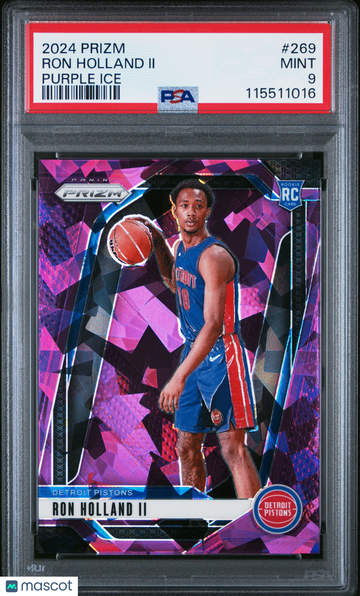 2024 Panini Prizm Ron Holland II #269 Purple Ice PSA 9 Rookie Low Pop Detroit Pistons Trading Card