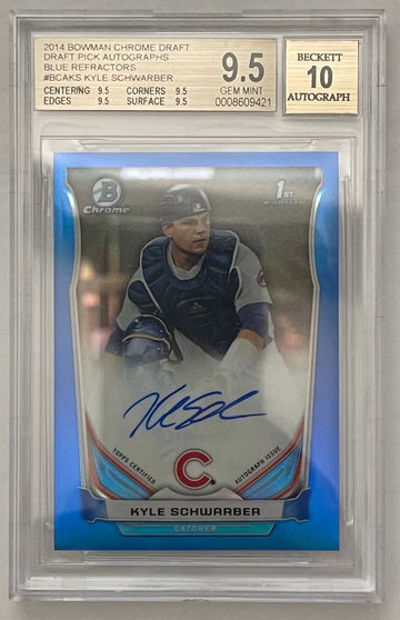 2014 Bowman Chrome Draft Kyle Schwarber Blue Refractor Auto Rookie Card BGS 9.5