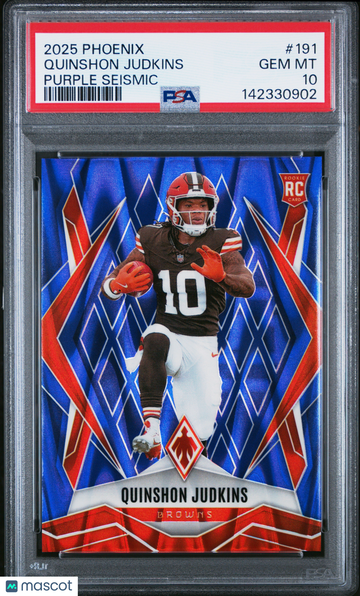 2025 Panini Phoenix Quinshon Judkins #191 Purple Seismic /49 Rookie PSA 10