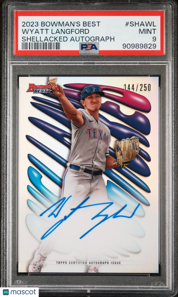 2023 Bowman's Best Shellacked Autographs Wyatt Langford #SHAWL /250 PSA 9