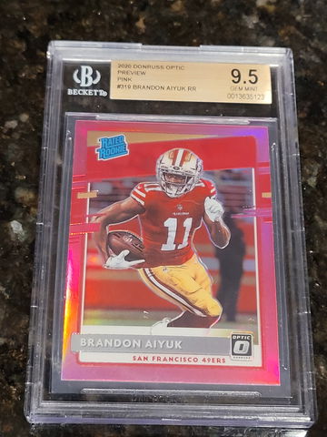2020 Donruss Optic Pink Prizm Brandon Aiyuk RC Rated Rookie SGC 9.5 GEM MNT Holo