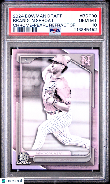 2024 Bowman Draft Brandon Sproat #BDC90 Chrome Pearl Refractor PSA 10