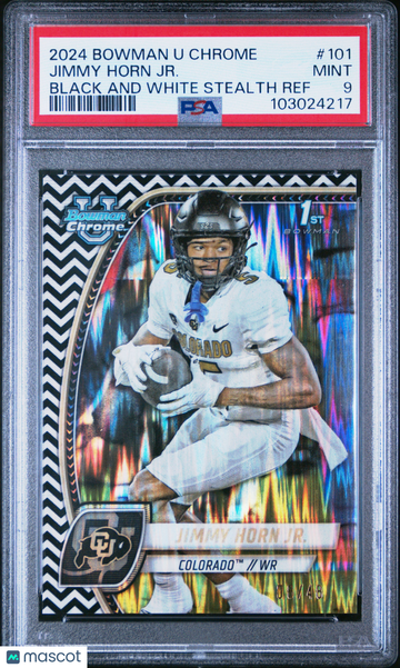 2024 Bowman University Chrome Jimmy Horn Jr. #101 Black And White Stealth Ref PSA 9