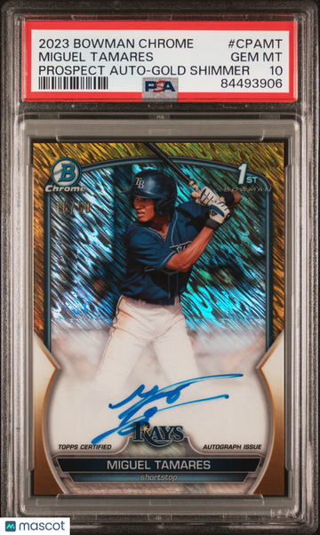 2023 Bowman Chrome Prospect Autographs Miguel Tamares #CPAMT Gold Shimmer /60 PSA 10