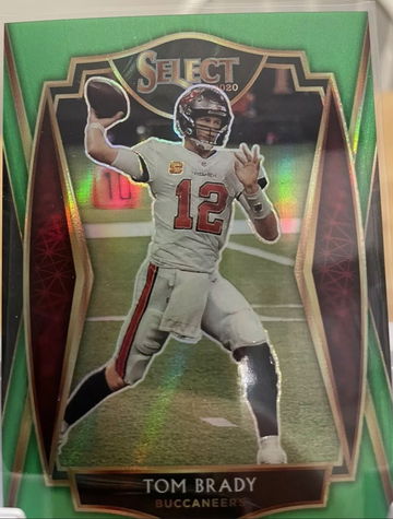 2020 Select Neon Green Prizm Tom Brady Jersey number card!