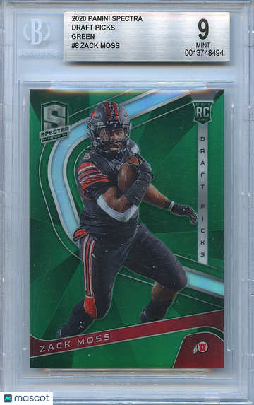 2020 Panini Spectra Draft Picks Green Zack Moss #8 Green Prizm Rookie BGS 9