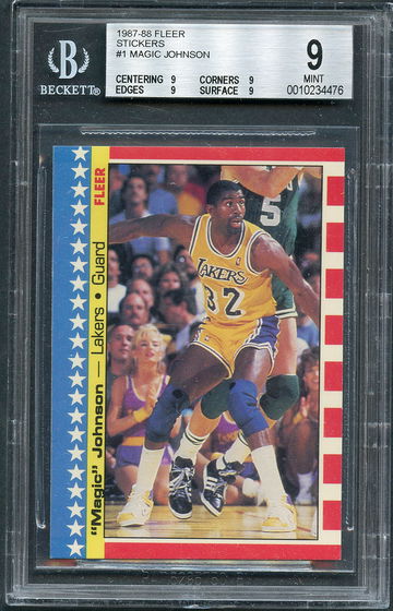 1987 Fleer Sticker Magic Johnson #1 BGS 9