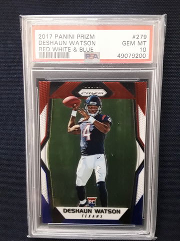 2017 Deshaun Watson PrizmmRed White Blue PSA 10