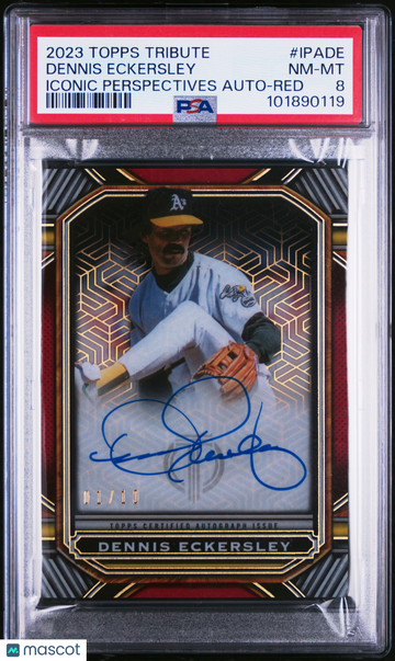 2023 Topps Tribute Iconic Perspectives Autograph Dennis Eckersley #IPADE Red /10 PSA 8