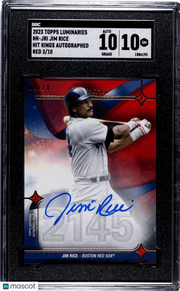 2023 Topps Luminaries Jim Rice #HK-JRI Hit Kings Autograph Red SGC 10 Auto 10