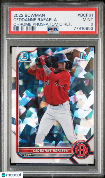 Ceddanne Rafaela 2022 Bowman Chrome Prospects Atomic Refractor PSA 9