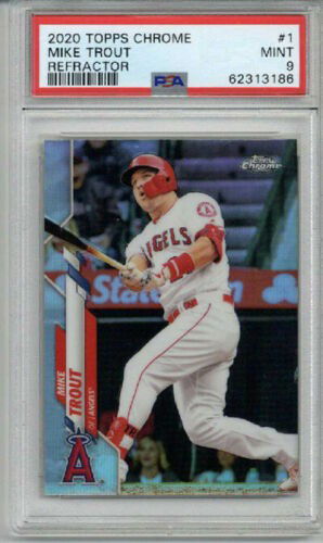2020 TOPPS CHROME REFRACTOR #1 MIKE TROUT BASEBALL CARD ANGELS PSA 9 LOW POP