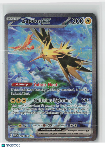 2023 Scarlet & Violet 151 Zapdos EX Secret Rare SAR #202/165