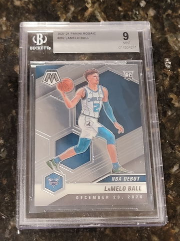 LaMelo Ball RC Rookie NBA Debut #262 2020-21 Panini Mosaic #262 Charlotte BGS 9