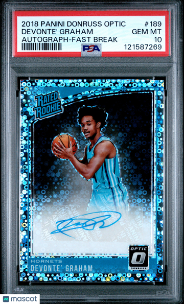 2018 Panini Donruss Optic Devonte' Graham #189 Autograph Fast Break PSA 10