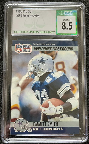 1990 Pro Set Emmitt Smith ROOKIE CARD #685 CSG 8.5 NM-MT+