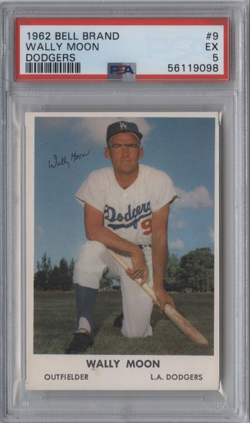 1962 Bell Brand #9 Wally Moon Los Angeles Dodgers EX PSA 5