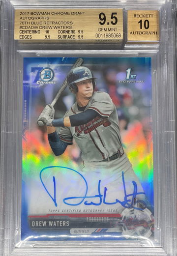 BGS 9.5 Bowman Chrome Draft Drew Waters 70th Blue Refractor Auto #’d 70