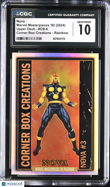 2024 Upper Deck Marvel Masterpieces '92 Nova Corner Box Creations Rainbow CGC 10