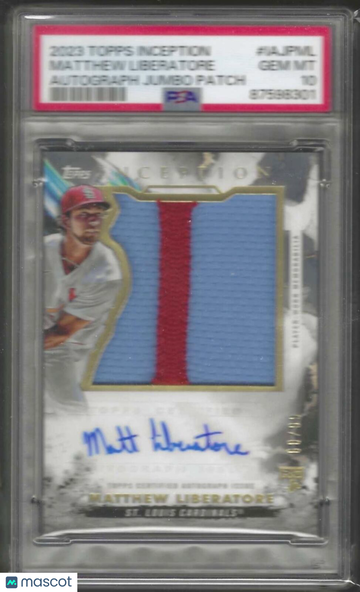 2023 Topps Inception Inception Autograph Jumbo Patch Matthew Liberatore #IAJPML PSA 10