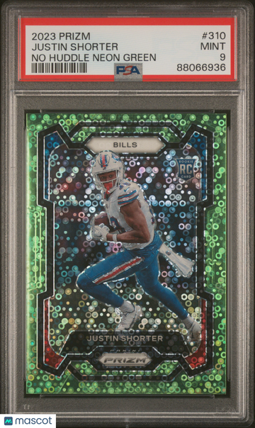 2023 Prizm Justin Shorter Rookie No Huddle Neon Green #4/5 PSA 9