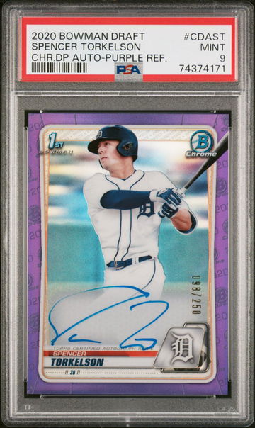 2020 BOWMAN DRAFT AUTO Spencer Torkelson PURPLE PSA 9