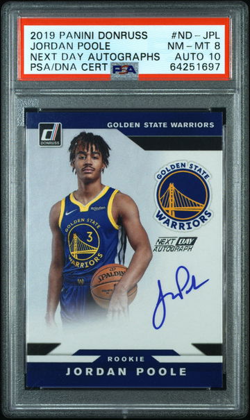 2019 Donruss Next Day Jordan Poole Auto Rookie PSA 8