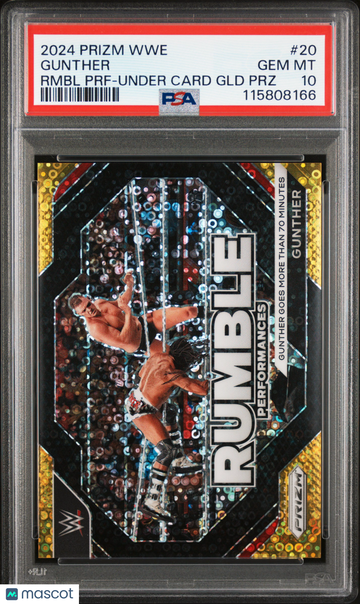 2024 Panini Prizm WWE Rumble Performances Gunther #20 Rmbl PRF Under Card GLD PRZ PSA 10