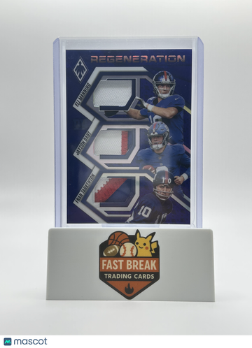 2025 Panini Phoenix Regeneration Fran Tarkenton Jaxson Dart Eli Manning #RGN-NYG /199 Triple Memorabilia Jersey Patch
