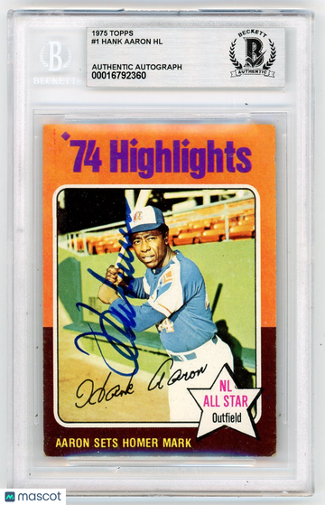 1975 Topps Sets Homer Mark Hank Aaron HL #1 /Sets BVG Authentic BAS Auto A