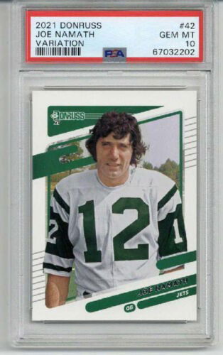 2021 PANINI DONRUSS VARIATION #42 JOE NAMATH CARD NEW YORK JETS PSA 10 LOW POP