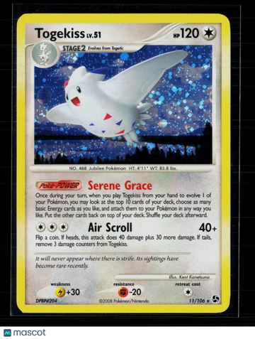 2008 EX Great Encounters Togekiss Holo Rare #11/106