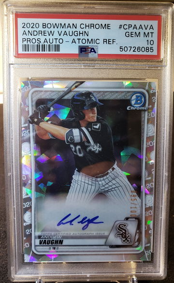 Andrew Vaughn 2020 Bowman Chrome Atomic Auto /100 #CPAAVA Gem Mint PSA 10 Pop 3