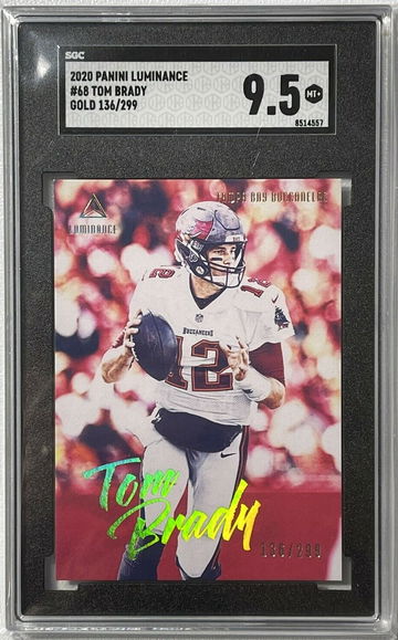 TOM BRADY 2020 Luminance Gold Prizm Refractor #/299 1st License Buccs SGC 9.5