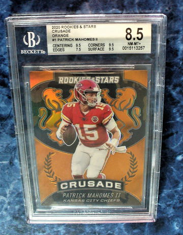 2020 Patrick Mahomes Rookies & Stars No. CR-1 Orange Crusade BGS 8.5