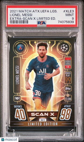 2021 Topps Match Attax UEFA Champions League Scan X Lionel Messi #XLE-3 PSA 9