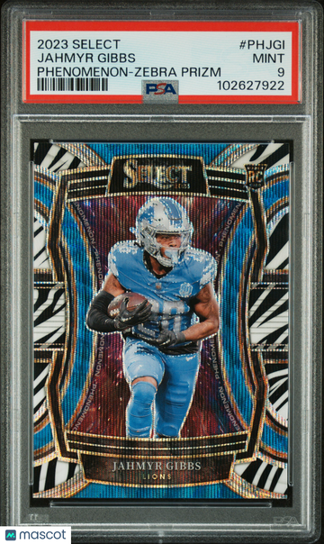 2023 Panini Select Phenomenon Jahmyr Gibbs #PHJGI Zebra Prizm PSA 9