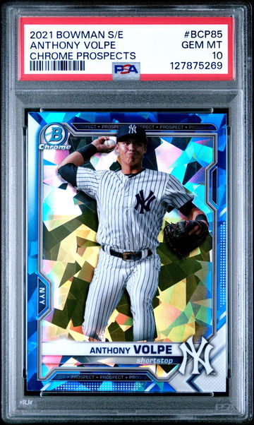 2021 Bowman Sapphire Chrome Prospect Anthony Volpe #BCP85 PSA 10