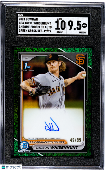 2024 Bowman Carson Whisenhunt #CPA-CW Green Grass Refractor /99 SGC 9.5 Auto 10